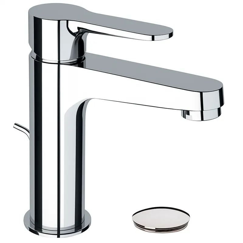 Baterie lavoar Remer Rubinetterie Winner W10P, monocomandata, ventil pop-up, cartus ceramic, crom lucios, alama
