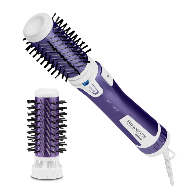 Perie rotativă Rowenta Brush Activ VolumeShine 2 CF9530F0, 1000W, 2 setări de temperatură si viteză, ionizare, 2 perii, înveliş ceramic, mov