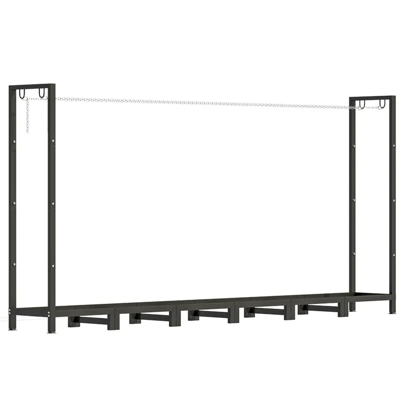 Outsunny Suport de Lemne din Metal 0.8m³ cu Preș Impermeabil și Lanțuri 235x31x116cm