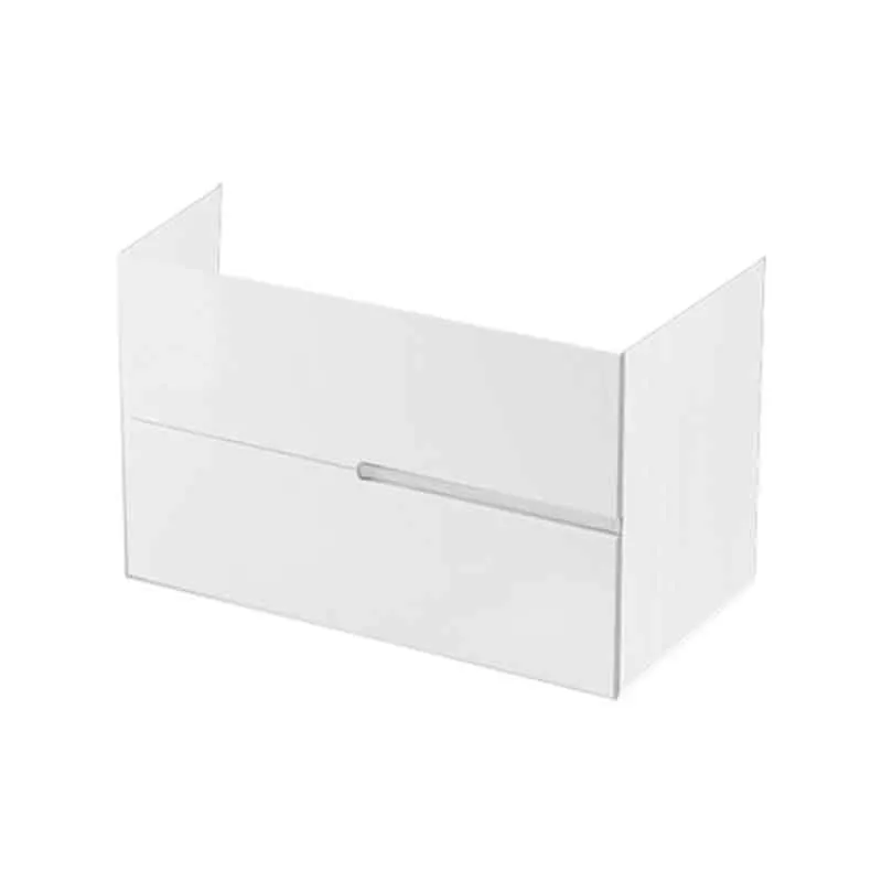 Mobilier lavoar suspendat Fluminia Toledo 100, 2 sertare soft close, manere decupate, alb lucios