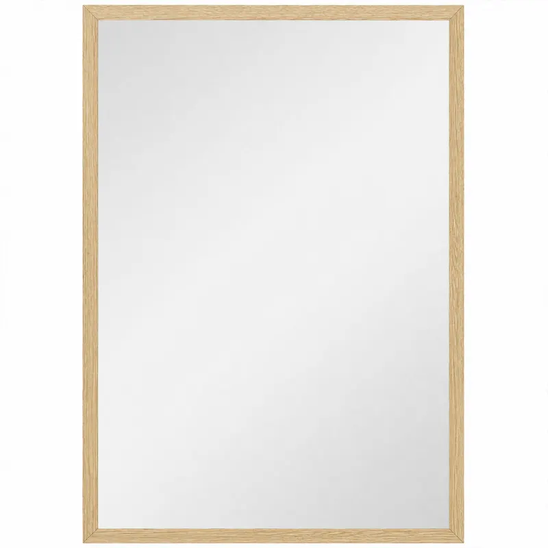 HOMCOM Oglindă de Perete din Sticlă și MDF, 50x70 cm, Culoare Lemn