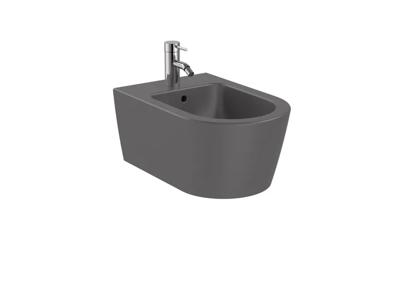 Bideu Roca A357525640, Inspira Round, montaj suspendat, preaplin, utilizare igienica si eficienta, antracit
