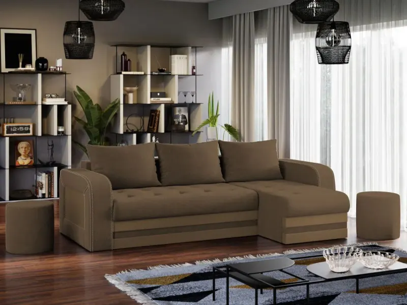 Coltar Extensibil Juno Stofa Maro / Piele Cappuccino — imaginea 2