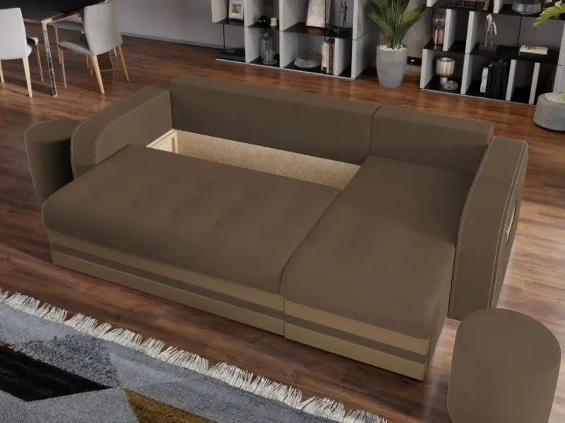 Coltar Extensibil Juno Stofa Maro / Piele Cappuccino — imaginea 3