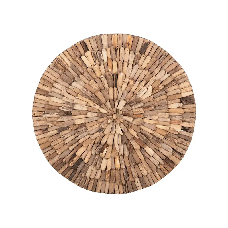 Decoratiune de perete din lemn Wargrene Boho, Natural, 60x60x6 cm - Natur