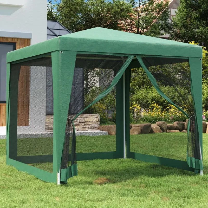 cort de petrecere cu 4 pereti din plasa, verde, 2,5x2,5 m, hdpe