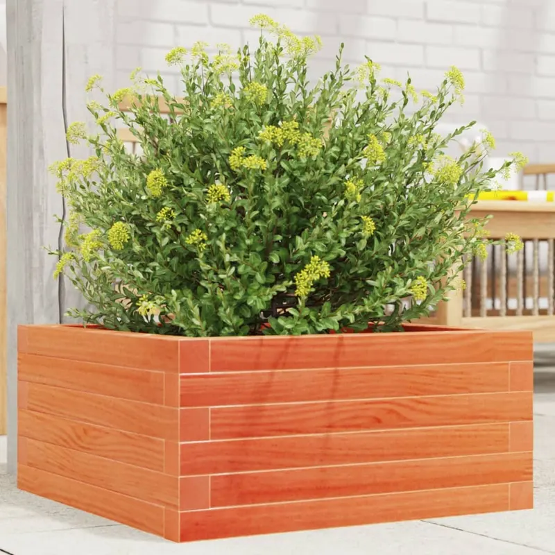jardiniera de gradina, maro ceruit, 50x50x23 cm, lemn masiv pin