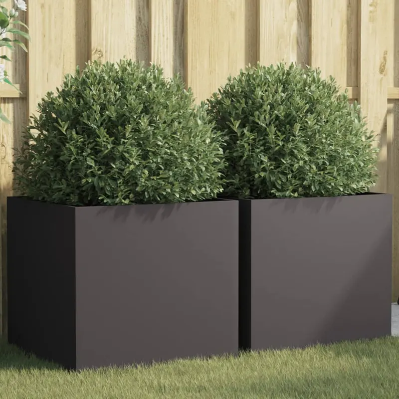 jardiniere, 2 buc., negru, 49x47x46 cm, otel laminat la rece