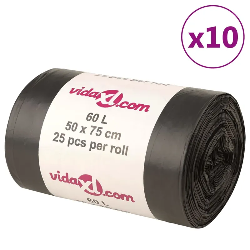 saci de gunoi 250 buc. negru 60 l