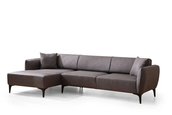 Coltar fix BELISSIMO, colt stanga, gri inchis, 270x140x67 cm