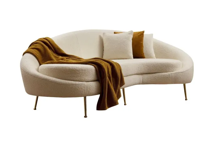 Canapea fixa ESES, 3 locuri, colt dreapta, crem, 255x120x85 cm