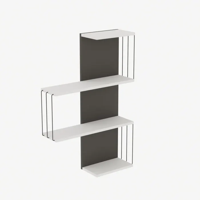 Raft suspendat CAMBEL, alb + antracit, 64x19x96 cm