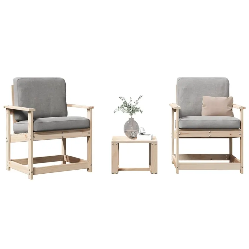 set mobilier de gradina, 3 piese, lemn masiv de pin