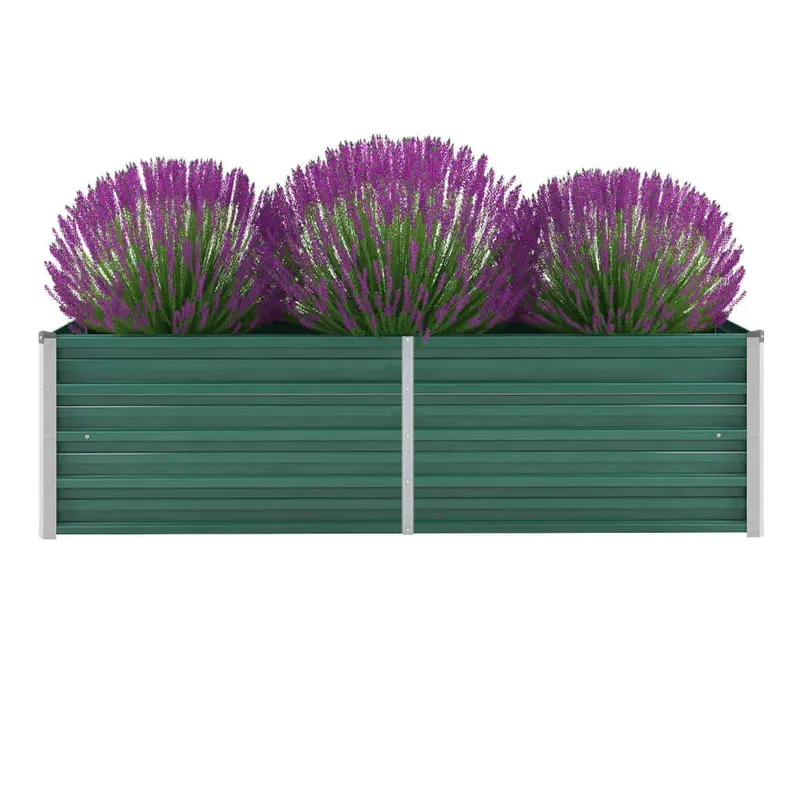 strat inaltat de gradina, verde, 160x40x45 cm, otel galvanizat
