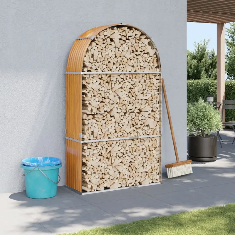 suport de busteni, maro deschis, 120x45x210 cm, otel galvanizat