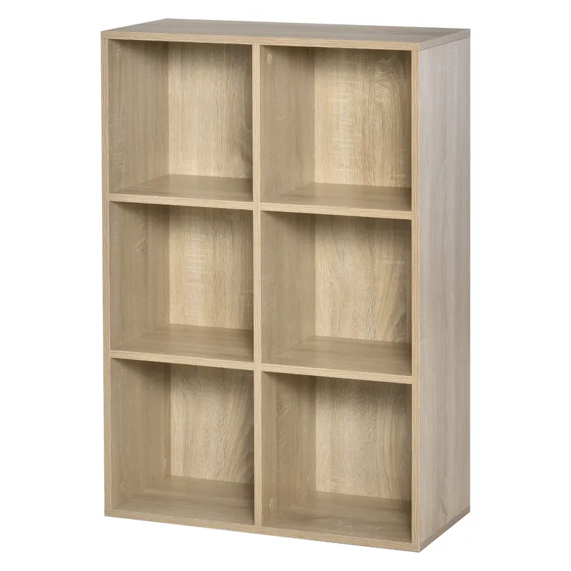 HOMCOM Bibliotecă Modernă cu 6 Cuburi, 65.5x30x97.5 cm, Culoare Stejar