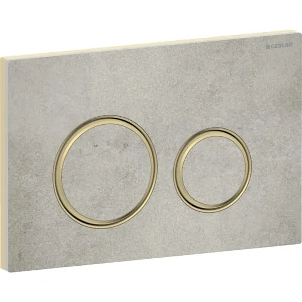 Clapeta actionare dubla rezervor wc, aspect beton cu inel de design alama, Geberit Sigma50