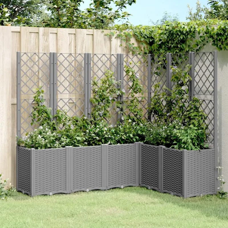 Jardiniera de gradina cu spalier gri deschis 160x120x140 cm pp