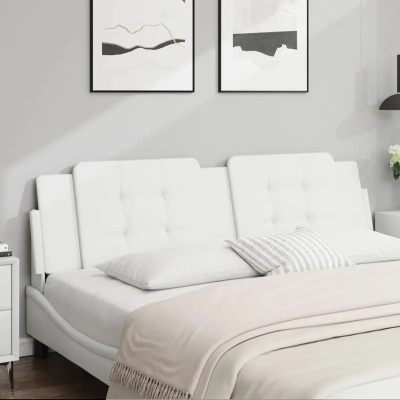 perna pentru tablie pat, alb, 180 cm, piele artificiala