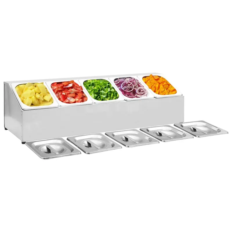 Recipient gastronorm cu 5 sectiuni gn 1/6 otel inoxidabil