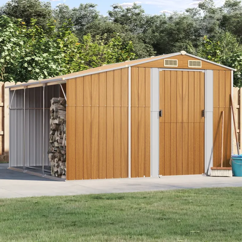 Sopron de gradina, maro deschis, 277x279x179 cm otel galvanizat