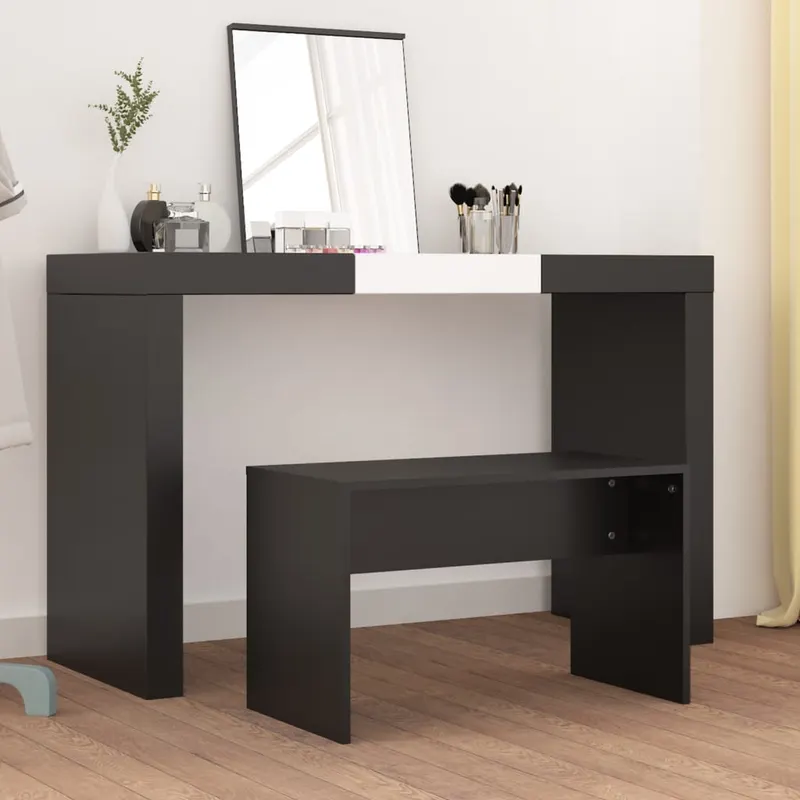 taburet de toaleta, negru, 70x35x45 cm, lemn prelucrat