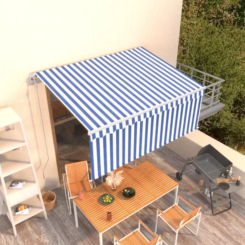 copertina retractabila automat cu stor, albastru&alb, 3,5x2,5 m