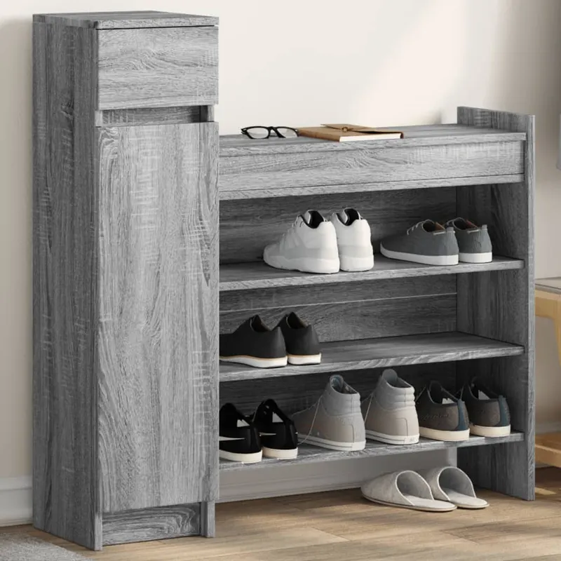 pantofar, gri sonoma, 100,5x28x100 cm, lemn compozit