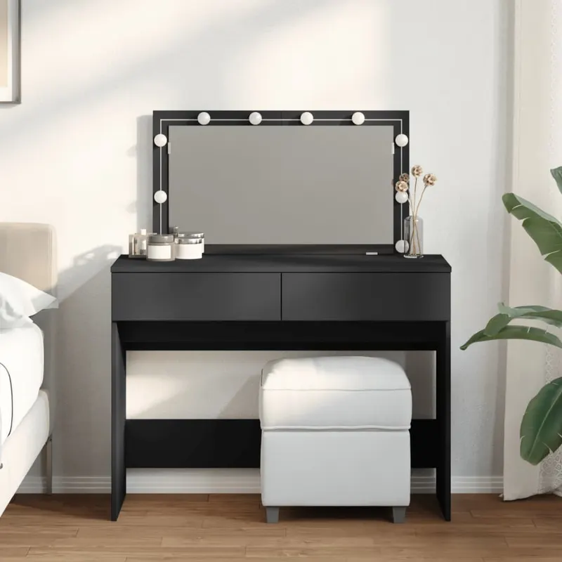 Masa de toaleta cu led, negru, 100x40x120 cm