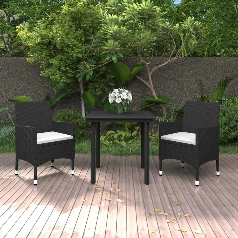 set mobilier de gradina cu perne, 3 piese, poliratan si sticla