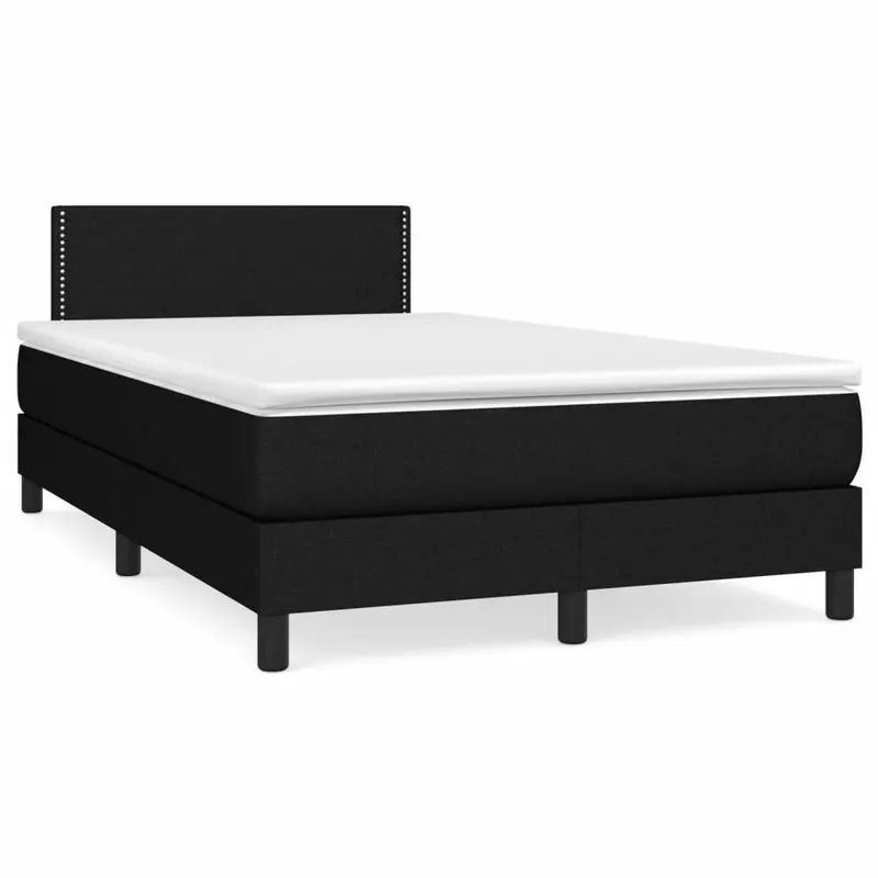 pat cu arcuri, saltea si led, negru, 120x190 cm, textil