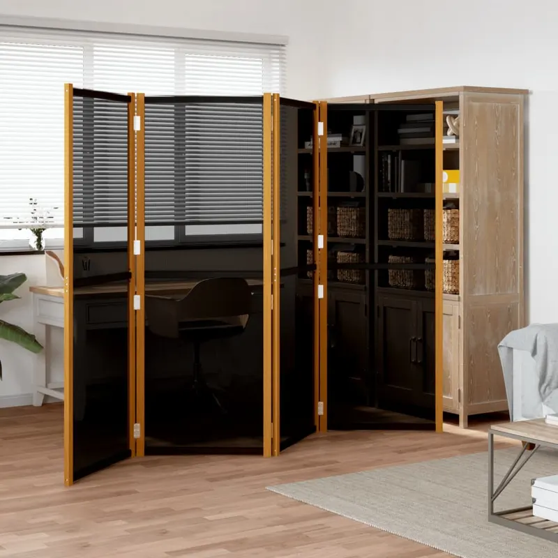 paravan de camera cu 4 panouri, negru, 280x180 cm