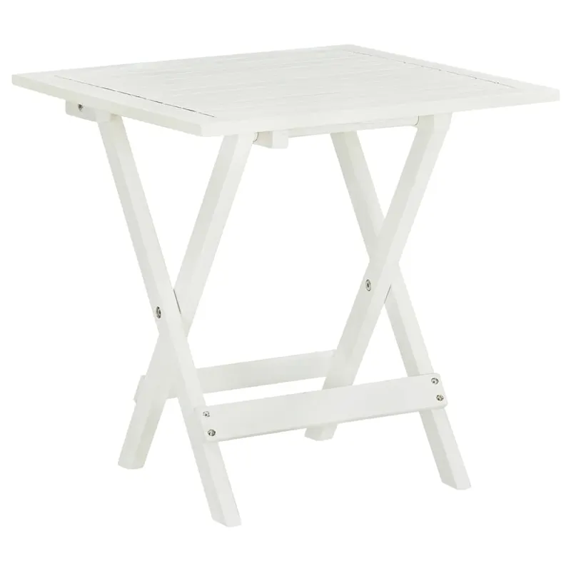 masa de bistro, alb, 46 x 46 x 47 cm, lemn masiv de acacia
