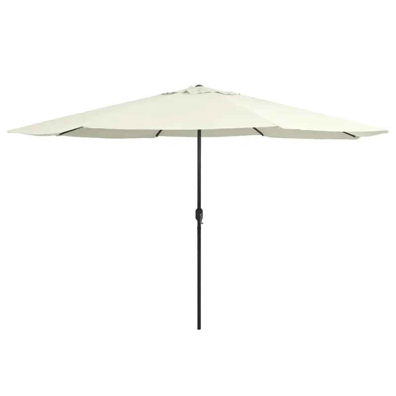 umbrela de soare de exterior, stalp metalic, alb nisipiu 390 cm