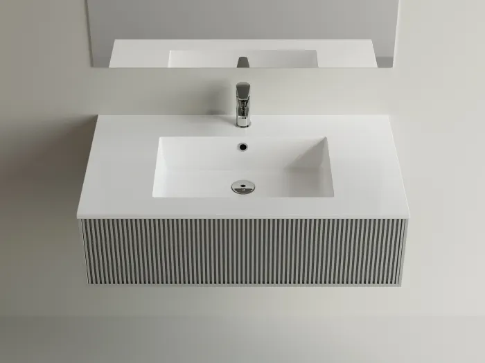 Lavoar baie incastrat din compozit 90x50 cm, alb mat, dreptunghiular Pure 90