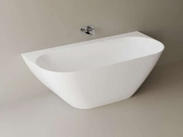 Cada freestanding dreptunghiulara, compozit alb mat, interior lucios, 170x79.5x58 cm, Grace