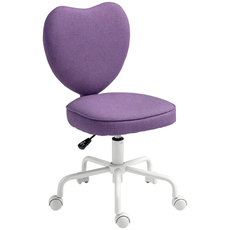 Vinsetto Scaun de Birou în Formă de Inimă cu 5 Rotile Pivotante și Înălțime Reglabilă, 40x50x79-89 cm, Violet