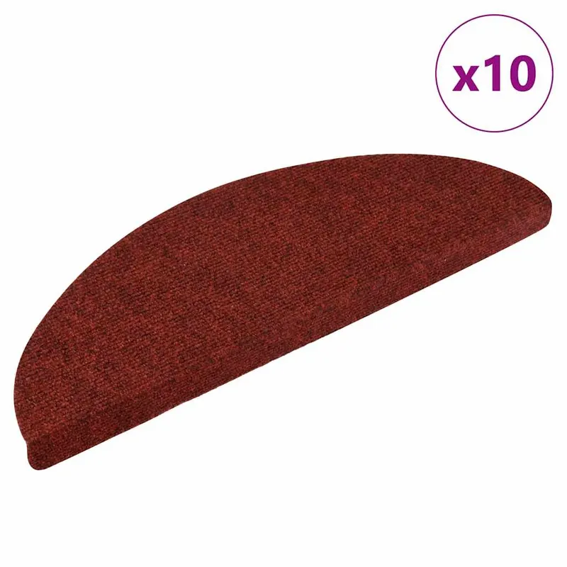 covorase pentru scari autoadezive, 10 buc., 56x17x3 cm, rosu bordeaux, semirotunde
