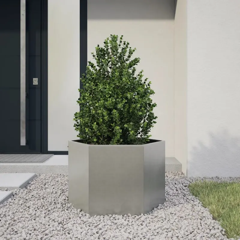 jardiniera de gradina 69x60x45 cm otel inoxidabil hexagonal