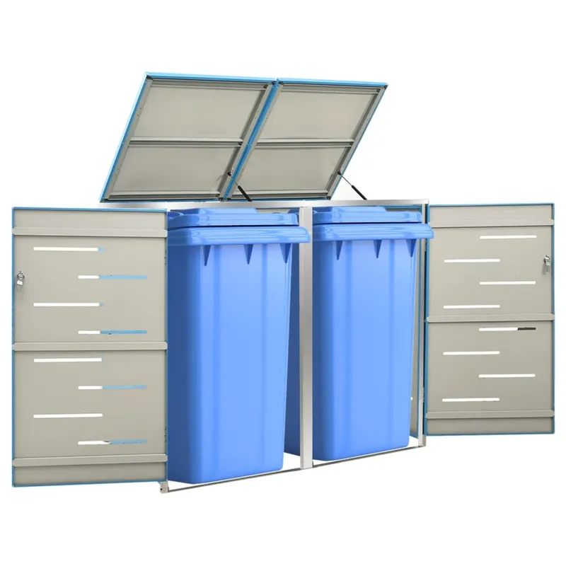 magazie pentru doua pubele, 138x77,5x112,5 cm, otel inoxidabil