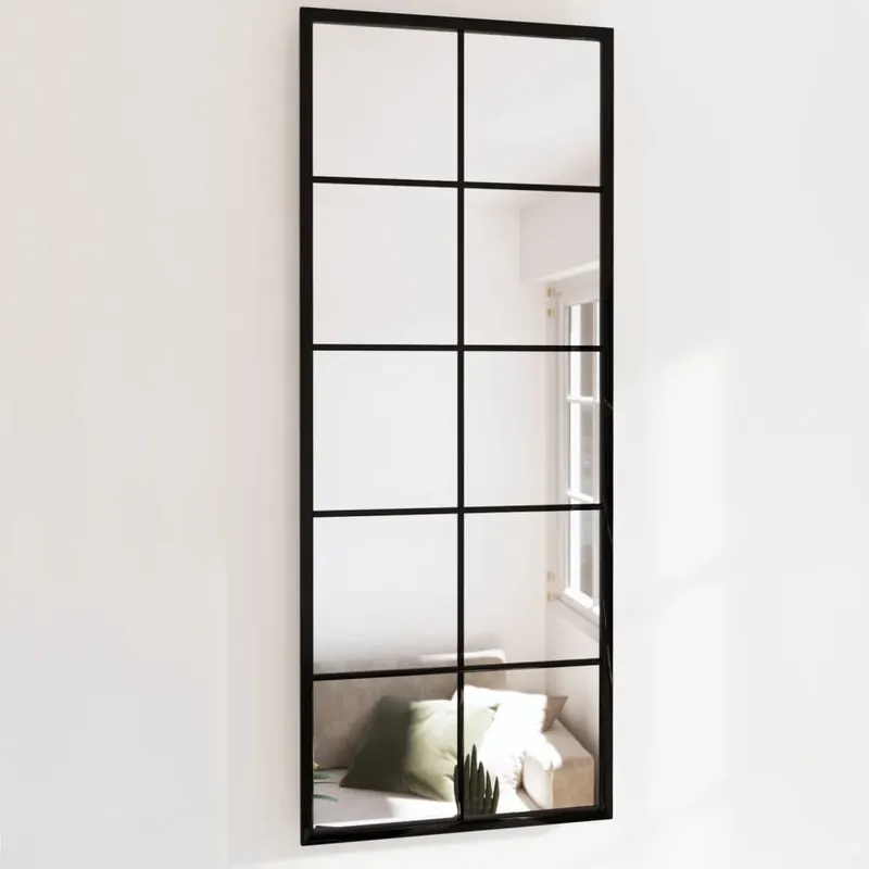 oglinda de perete, negru, 100x40 cm, metal