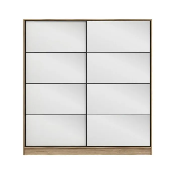 Dulap KALE, usi glisante, oglinda, auriu, 180x52x210 cm