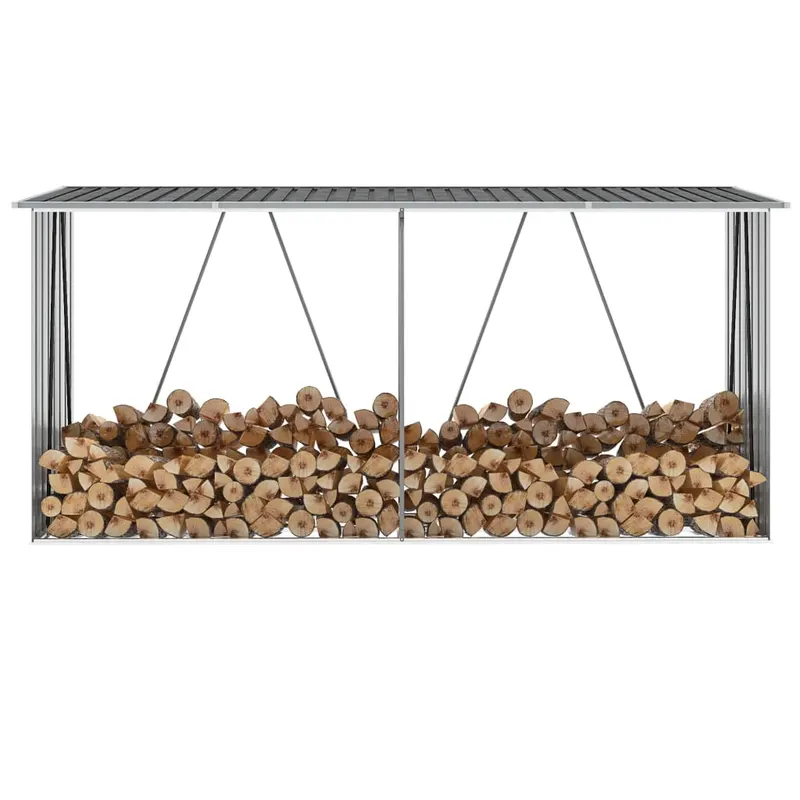 Șopron depozitare lemne antracit 330x84x152 cm otel galvanizat