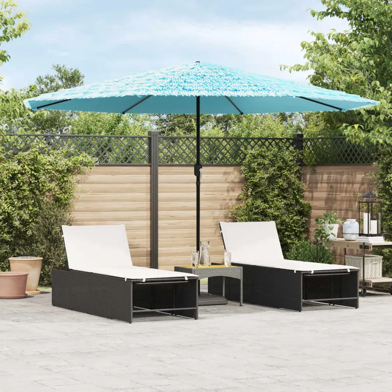 umbrela soare de gradina stalp din otel, albastru 388x388x248cm