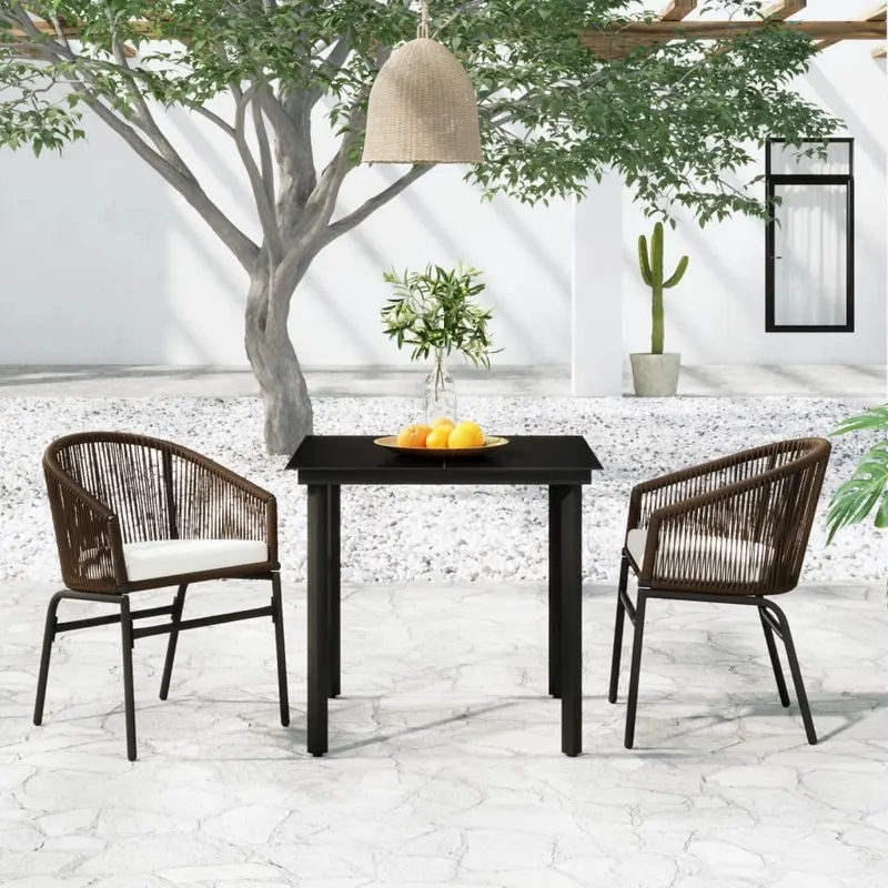 set mobilier de gradina, 3 piese, maro
