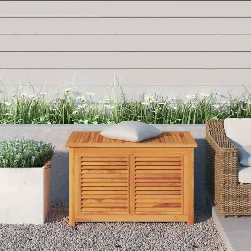 lada depozitare gradina cu geanta, 90x50x58 cm, lemn masiv tec