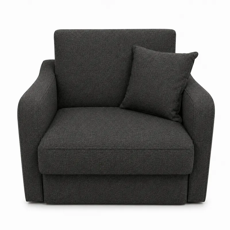 Fotoliu SAMY extensibil, cu lada de depozitare, stofa gri închis , cadru metalic, 103x100x92 Stofa, Gri Inchis