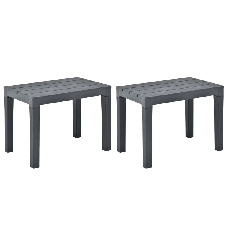 banci de gradina, 2 buc., antracit, plastic