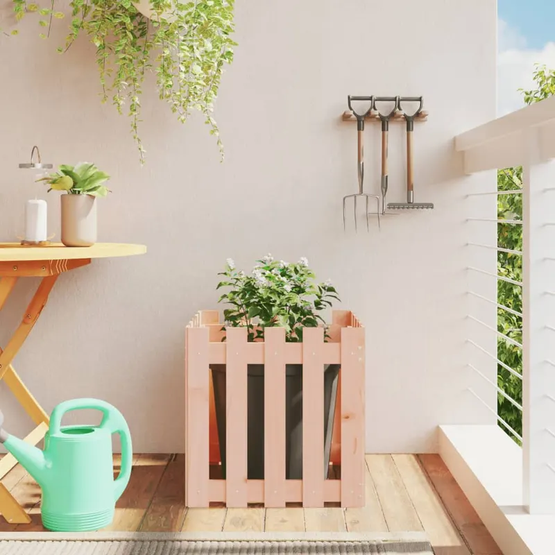 Jardiniera gradina design gard, 50x50x50 cm, lemn masiv douglas