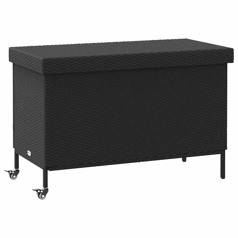 lada depozitare de gradina cu roti negru,110x55x73 cm poliratan